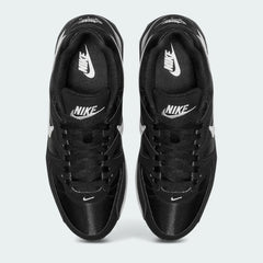 Top-Down view of a pair of Nike Air Max Command Women's trainers in black, highlighting their classic silhouette and lace-up closure.