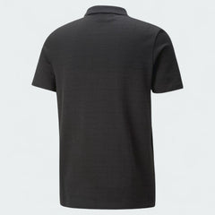 Puma Ferrari Style Jacquard Polo Men's in black, back view showcasing the clean design and subtle jacquard pattern.