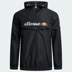Ellesse Mont 2 Overhead Jacket in anthracite marl, front view showing the hood, 1/4 zip closure, front pouch pocket, and Ellesse logos.
