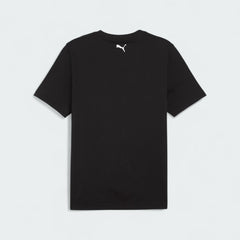 Puma x Ferrari Race Big Shield T-Shirt Men's in black, back view showcasing the clean design and classic silhouette.