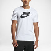 Nike Men's Futura Icon Tee Shirt in white, front view showing the prominent white Nike Futura logo on the chest.