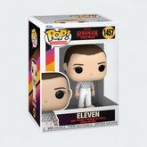 Funko Pop! Television Stranger Things Eleven #1457 vinyl figure in window display box, showing Eleven in a specific outfit, potentially holding an accessory or in a power pose.