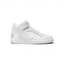 Side profile of the triple-white Nike Court Borough Mid Infants, showing the mid-top collar and the iconic Swoosh logo.