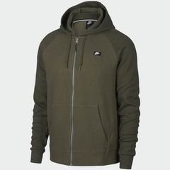 Nike NSW Optic Tracksuit in olive green, front view of track jacket featuring the full zip