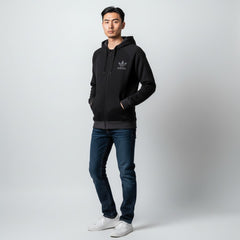 Highlights the high-velocity "fat lace" hood drawcords and the professional drape of the fleece-lined fabric.