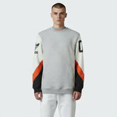 Adidas Crew Basketball Sweatshirt in grey fleece, front view showcasing the plain design and comfortable fit.