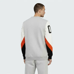 Adidas Crew Basketball Sweatshirt in grey fleece, back view showcasing the plain design and comfortable fit.