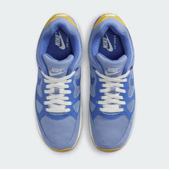 Top-down view of a pair of Nike Air Span II SE men's trainers in blue, highlighting their classic running silhouette and lace-up closure.