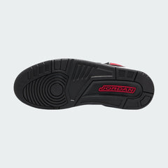 View of the outsole of the Jordan Courtside 23 Men's black basketball trainers, showing the durable rubber sole with multi-directional traction pattern.