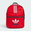 Highlights the high-velocity sweep of the comfortable padded shoulder straps, showing the professional, clean texture of the Better Scarlet red nylon twill body and the clean alignment of the white 3-Stripes tracking down the side.