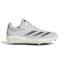 Highlights the high-velocity sweep of the Team Light Grey upper, showing the crisp execution of the Core Black 3-Stripes, the low-cut ankle collar, and the sleek profile of the cleated outsole.