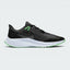 Highlights the high-velocity sweep of the Obsidian Mist Nike Swoosh, showing the professional, technical texture of the water-repellent black Shield upper resting above the textured grey midsole wall.