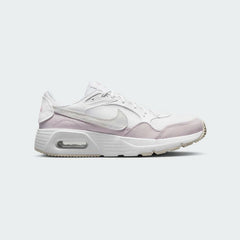 Nike Air Max SC Juniors White Trainers CZ5358-115 side view showing triple white upper and visible Air unit in heel
