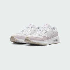Nike Air Max SC Juniors White Trainers CZ5358-115 angled view showing sculpted midsole and layered material design