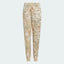 Top-down view of the joggers laid flat, showcasing the elasticated drawcord waist and the intricate multicolor camo pattern.