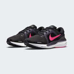 Nike Air Zoom Vomero 16 Women's Black Running Shoes DA7698-002 angled view showing Zoom Air midsole and heel clip support