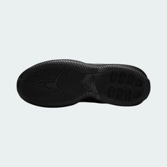 View of the outsole of the Jordan Stay Loyal men's black trainers, showing the durable rubber sole and multi-directional traction pattern.