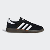 adidas Handball Spezial Men's DB3021 side view showing black suede upper and white 3-Stripes