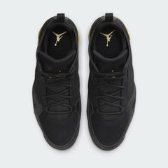 Top view of Jordan Flight Club '91 Men's black and grey trainers showing lacing and mid-cut structure