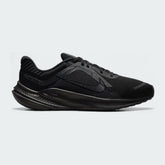 Nike Quest 5 Men's running trainers in black with a black midsole, side profile showing mesh upper, foam cushioning, and Nike Swoosh