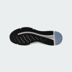 View of the outsole of the Nike Downshifter 12 Men's grey training shoes, showing the durable rubber tread pattern for multi-surface traction.