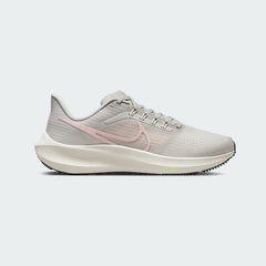 Nike Air Zoom Pegasus 39 Women's running trainers in light iron ore grey, side profile showing engineered mesh upper, prominent Nike Swoosh, and cushioned midsole.