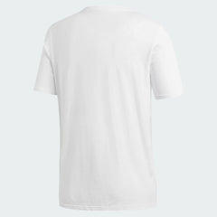 Adidas Trefoil T-Shirt Men's in white, back view showcasing the plain design and ribbed crewneck.
