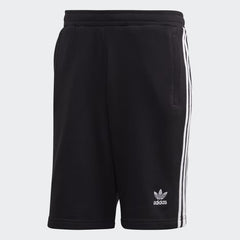 adidas 3-Stripes Men's Sweat Shorts DH5798 front view showing black fleece material and white stripes