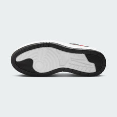 View of the outsole of the Air Jordan 1 Elevate Low Women's trainers, showing the thick rubber platform sole and classic traction pattern.