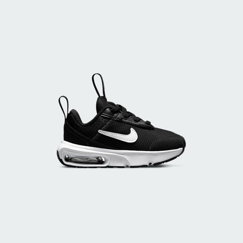 Nike Air Max Intrlk Lite Toddlers Shoes DH9410-002 side view showing black mesh upper and visible Air unit