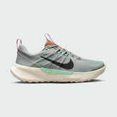 Nike Juniper Trail 2 Women's Running Shoes DM0821-301 side view showing green mesh upper with black Swoosh and trail outsole