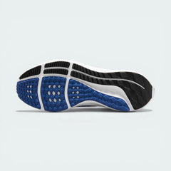 View of the durable rubber outsole, showcasing the waffle-inspired traction pattern designed for road and gym surfaces.