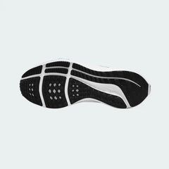 View of the outsole of the Nike Air Zoom Pegasus 39 Next Nature black trainers, showing the durable rubber waffle-inspired tread pattern for road traction.