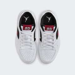Top-down view of a pair of Jordan Stadium 90 Juniors' trainers, highlighting their sleek silhouette and lace-up closure.