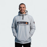Ellesse Mont 2 Overhead Anorak Jacket Men's in grey marl, front view worn by a model showing the fit and quality