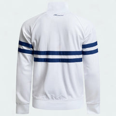 Ellesse Rimini Track Jacket Men's in white, back view showcasing the plain design and the top of the collar.