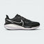 Highlights the high-velocity sweep of the contrasting white Nike Swoosh, showing the professional, multi-textured knit pattern of the black engineered mesh upper, the subtle Anthracite structural overlays, and the thick, high-walled premium dual-density midsole base.