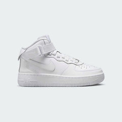 Nike Air Force 1 Mid EasyOn Juniors White FN1193-111 side view showing mid-top design and ankle strap