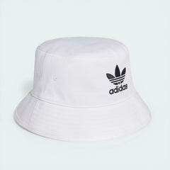 Angle view showing the hat from the front, emphasizing the contrasting embroidered Trefoil logo.