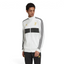 Close-up of the front of the jacket, focusing on the detailed gold embroidery of the Juventus crest and the high-quality zipper.