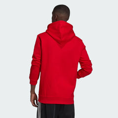 Adidas Trefoil Hoodie Overhead Men's in red, back view showcasing the plain design and the hood.