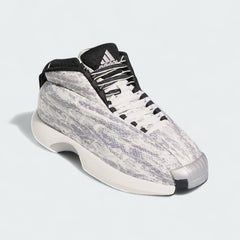 Adidas Crazy 1 Men's "Snake Skin" trainers, front profile in white and black, showcasing the futuristic toe box and lacing system.