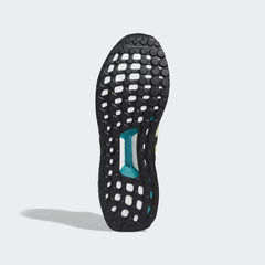 View of the outsole of the Adidas Ultraboost BM Men's trainers, showing the durable Continental™ rubber sole and the Boost cushioning visible through the grid pattern.