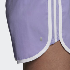 adidas Marathon 20 Women's Running Shorts HC1769 side profile showing short length and contrast stripes