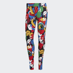 Adidas x Rich Mnisi Graphic Leggings Women's in a multi-color rose print, front view showing the slim fit and elastic waist.