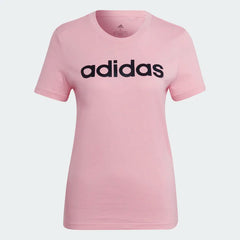 Adidas Women's Essentials Slim Logo T-Shirt HD1681 Light Pink/Black - front view