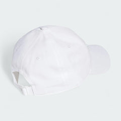 Adidas Originals Graphic Retro Baseball Cap in white, side view showing the six-panel construction and eyelet venting.
