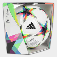 Adidas Champions League 2022/23 Pro Match Ball HE3777, side profile showing its presentation box