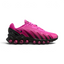 Highlights the high-velocity sweep of the fuchsia mesh, showing the professional integration of the eight translucent pink air tubes nestled cleanly within the sleek black midsole housing.