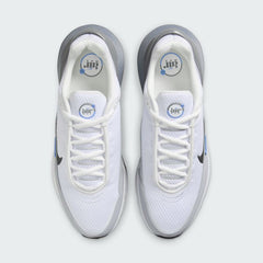 Top-down view of a pair of Nike Air Max Pulse Men's trainers in white, highlighting their sleek silhouette and lace-up closure.